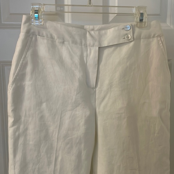 Vintage Lucy Pereda White 100% Linen Pants - Picture 1 of 6
